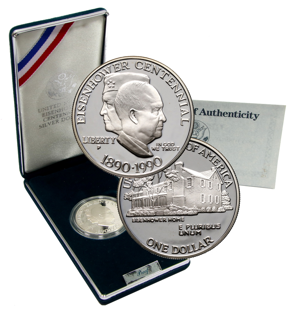 8. USA, 1 dolar 1990 P, 100. rocznica urodzin Eisenhowera
