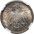 Niemcy, 2 marki 1911 D, 90. rocznica urodzin Lutipolda, NGC MS62