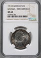 Niemcy, 2 marki 1911 D, 90. rocznica urodzin Lutipolda, NGC MS62