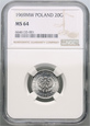 Polska, PRL, 20 groszy 1969, NGC MS64