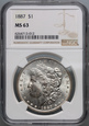 #AJ# USA, dolar 1887, Filadelfia, Morgan, NGC MS63