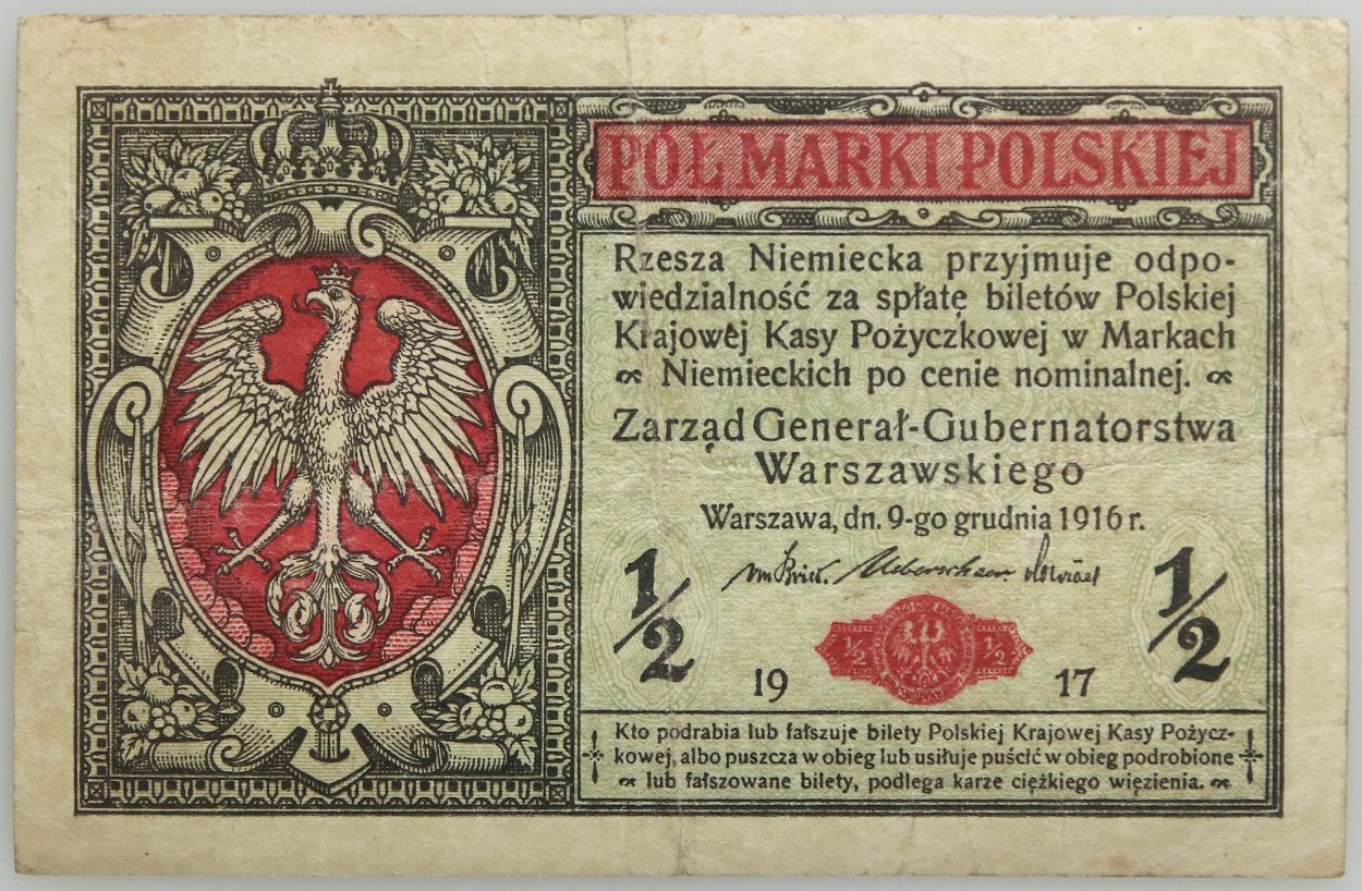 02. Polska, 1/2 mkp 1916, biletów/Generał, seria B