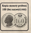 Polska, 100 marek 1922 Piłsudski, próba, KOPIA, Kremnica