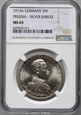 Niemcy, 3 marki 1913 A, 25 rocznica panowania Wilhelma II, NGC MS65