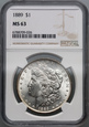 #AJ# USA, dolar 1889, Filadelfia, Morgan, NGC MS63