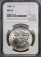 #AJ# USA, dolar 1886, Filadelfia, Morgan, NGC MS63