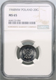 Polska, PRL, 20 groszy 1968, NGC MS65