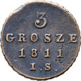 #AK# Księstwo Warszawskie, Fryderyk I, 3 grosze 1811 IS