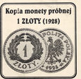 Polska, 1 złoty 1928 próba, KOPIA,  Kremnica