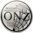 Polska, III RP, 20 złotych 1995, 50. rocznica powstania ONZ 