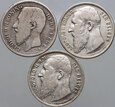 #AJ# Belgia, Leopold II, 3 x 1 frank 1887, 1904, 1909