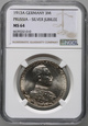 Niemcy, 3 marki 1913 A, 25 rocznica panowania Wilhelma II, NGC MS64