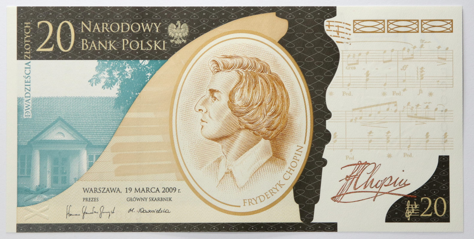 Polska, III RP, 20 złotych 2009, Fryderyk Chopin