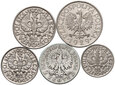 11. II RP, zestaw 5 monet obiegowych od 10 gr do 2 zł, 1923-1933 #BM