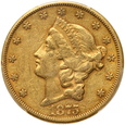 USA, 20 dolarów 1875 CC, Liberty, PCGS XF40