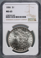 #AJ# USA, dolar 1886, Filadelfia, Morgan, NGC MS63