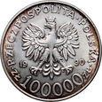 #AJ# Polska, 100000 złotych 1990, Solidarność, typ A, destrukt