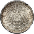 Niemcy, 3 marki 1911 D, 90. rocznica urodzin Lutipolda, NGC MS63