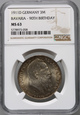 Niemcy, 3 marki 1911 D, 90. rocznica urodzin Lutipolda, NGC MS63