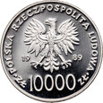 Polska, PRL, 10000 złotych 1989, Jan Paweł II, pastorał