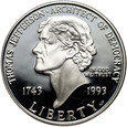 USA, dolar 1993 S, Tomas Jefferson, proof