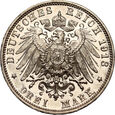 Niemcy, Saksonia, Fryderyk III, 3 marki 1913 E,Bitwa Pod Lipskiem,#ON