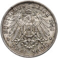 Niemcy, Wirtembergia, Wilhelm II, 3 marki 1911 F, Srebrne gody