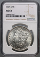 #AJ# USA, dolar 1904 O, Morgan, NGC MS63