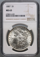 #AJ# USA, dolar 1887, Filadelfia, Morgan, NGC MS63