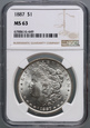 #AJ# USA, dolar 1887, Filadelfia, Morgan, NGC MS63