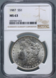 #AJ# USA, dolar 1887,  Filadelfia, Morgan, NGC MS63