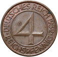 Niemcy, 4 reichspfennigi 1932 J