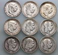 #B03# 47. Austria,  9 x 1 korona z lat 1893-1915