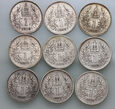 #B03# 47. Austria,  9 x 1 korona z lat 1893-1915