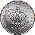 #AJ# Polska, III RP, 100000 złotych 1990, Solidarność, typ A