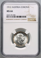 Austria, Franciszek Józef I, 1 korona 1912, NGC MS66, MAX NOTA