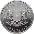 Somalia, 100 szylingów 2007, Słonie, uncja srebra
