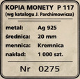 Polska,  kopia monety próbnej 1923,  Kobieta z kłosami, Kremnica