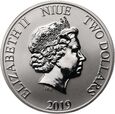 09. Niue, 2 dolary 2019, 85 lat Kaczora Donalda, 1 uncja srebra