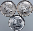 #AO# USA, 3 x 1/2 dolara 1964, Kennedy, srebro