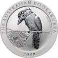 Australia, Elżbieta II, 1 dolar 2008, Kookaburra, Uncja srebra