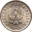 Polska, PRL, 1 złoty 1949, miedzionikiel