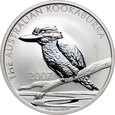 Australia, Elżbieta II, dolar 2007, Kookaburra, uncja srebra