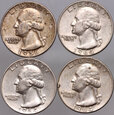 USA, zestaw 4 x 1/4 dolara Washington, 1956, 1964