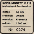 Polska,  kopia monety próbnej 1923,  Kobieta z kłosami, Kremnica