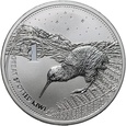 Nowa Zelandia, Elżbieta II, dolar 2007, Kiwi, uncja srebra