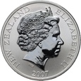 Nowa Zelandia, Elżbieta II, dolar 2007, Kiwi, uncja srebra