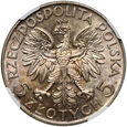 Polska, II RP, 5 złotych 1933, Głowa kobiety, NGC AU58 #SJ