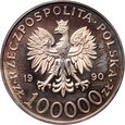 #AJ# Polska, III RP, 100000 złotych 1990, Solidarność, typ A