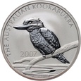 Australia, Elżbieta II, dolar 2007, Kookaburra, uncja srebra